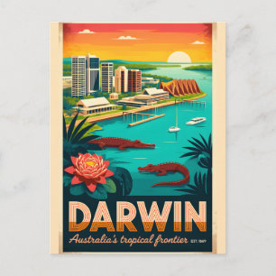 Cartão Postal Arte de Poster de Viagem Retro Darwin Austrália