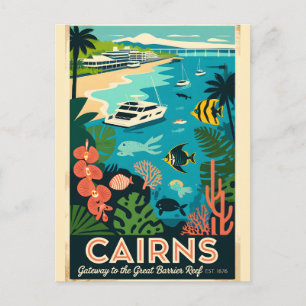 Cartão Postal Arte de Poster de Viagem Retro de Cairns Austrália