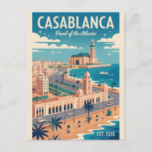 Cartão Postal Arte de Poster de Viagem Retro de Casablanca Marro