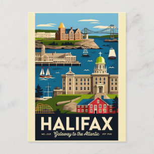 Cartão Postal Arte de Poster de Viagem Retro de Halifax Canadá