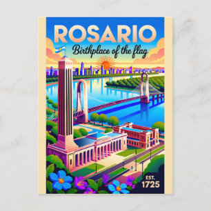 Cartão Postal Arte de Poster de Viagem Retro de Rosario Argentin