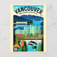 Arte de Poster de Viagem Retro de Vancouver Canadá