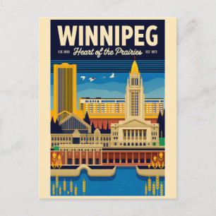 Cartão Postal Arte de Poster de Viagem Retro de Winnipeg Canadá