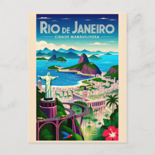 Cartão Postal Arte de Poster de Viagem Retro do Rio de Janeiro B