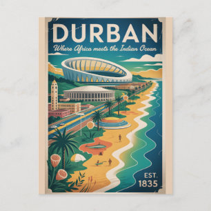 Cartão Postal Arte de Poster de Viagem Retro Durban África do Su