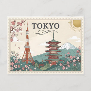 Cartão Postal Arte de Poster de Viagem Vintage Tóquio Japão