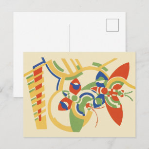 Cartão Postal Arte de Poster Floral Geométrico Retro Art Déco