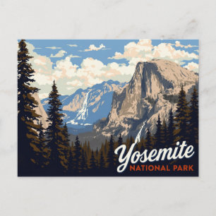 Cartão Postal Arte de Poster Vintage Yosemite Half Dome