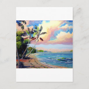Cartão Postal Arte de praia tropical