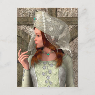 Cartão Postal Arte de Princesa Medieval Vintage Renascença