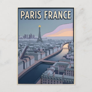 Cartão Postal Arte de Recorte de Papel Paris França