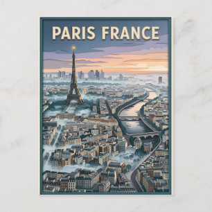 Cartão Postal Arte de Recorte de Papel Paris França