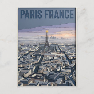 Cartão Postal Arte de Recorte de Papel Paris França