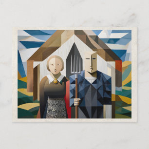 Cartão Postal Arte de Remix de IA Casal Abstrato