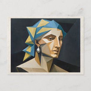 Cartão Postal Arte de Remix de IA Cubismo Mulher