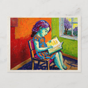 Cartão Postal Arte de Remix de IA Fauvismo Menina
