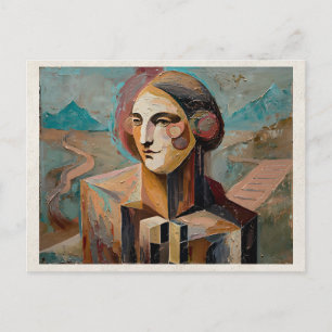 Cartão Postal Arte de Remix de IA Mulher Abstrata