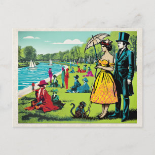 Cartão Postal Arte de Remix de IA Paisagem Pop Art