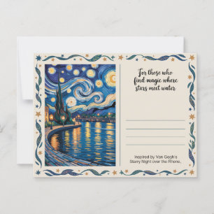 Cartão Postal Arte de Ródano Noturno Estrelado de Van Gogh inspi