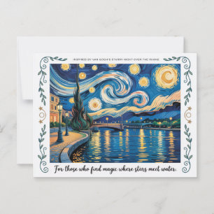 Cartão Postal Arte de Ródano Noturno Estrelado de Van Gogh inspi