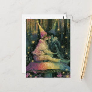 Cartão Postal Arte de Romance de Conto de Fadas de Cogumelo da F