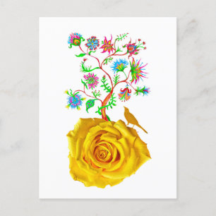 Cartão Postal Arte de rosa amarela