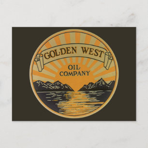 Cartão Postal Arte de rótulo de produto vintage, Golden West Oil