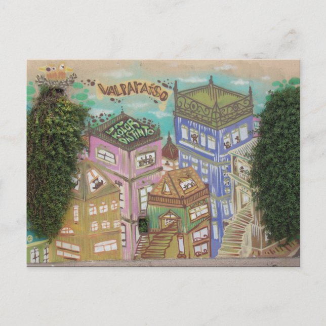 Cartão Postal arte de rua de valparaíso (Frente)