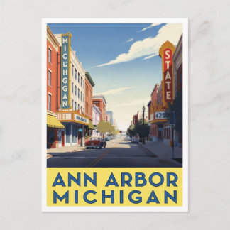 Cartão Postal Arte de Rua do Centro de Ann Arbor Michigan