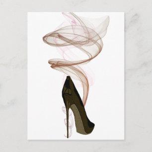 Cartão Postal Arte de Sapato Stiletto Fumegante