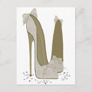 Cartão Postal Arte de Sapatos Stiletto de Casamento