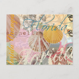 Cartão Postal Arte de Shell de Seashell na Florida Viagens vinta