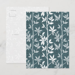Cartão Postal Arte de Silhueta Botânica Moderna da Brisa da Flor