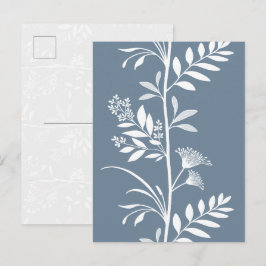 Cartão Postal Arte de Silhueta de Flor Selvagem Azul Elegante e 
