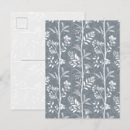 Cartão Postal Arte de Silhueta de Flor Silvestre de Pedra Azul S