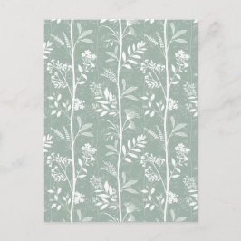 Cartão Postal Arte de Silhueta de Flor Silvestre Verde Sage Maci