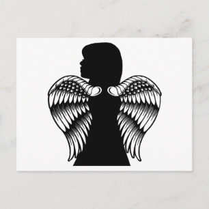 Cartão Postal arte de silhueta de menina Anjo Pequeno infantil