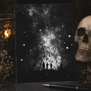 Cartão Postal Arte de Silhueta do Universo Estelar da Teia Cósmi