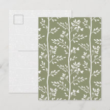 Arte de Silhueta Floral Verde Oliva Minimalista