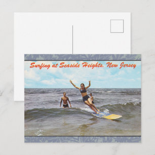 Cartão Postal Arte de Surf Vintage Seaside Heights Nova Jersey