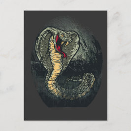Cartão Postal Arte de Tatuagem de Cobra Feroz na Selva Escura
