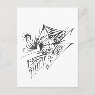 Cartão Postal Arte de Tatuagem Tribal Abstrata Preto e Branco Pi