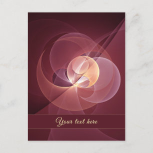 Cartão Postal Arte de texto fractal vermelho de vinho moderno e
