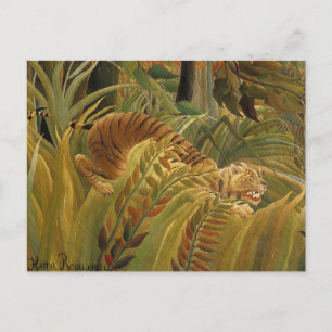 Cartão Postal Arte de Tigre Tropical da Selva de Rousseau