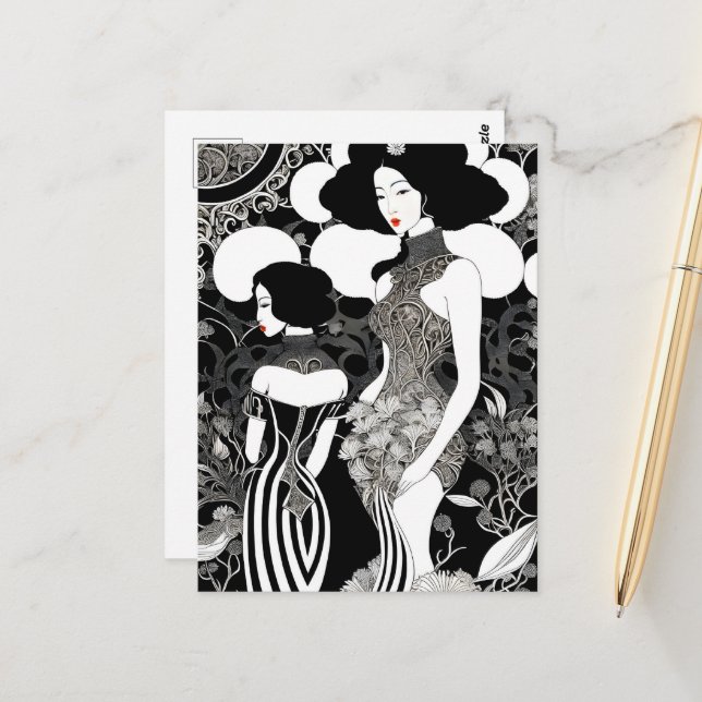 Cartão Postal Arte de tinta asiática, Pós-cruzamento (Frente/Verso In Situ)