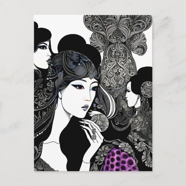 Cartão Postal Arte de tinta asiática, Pós-cruzamento (Frente)