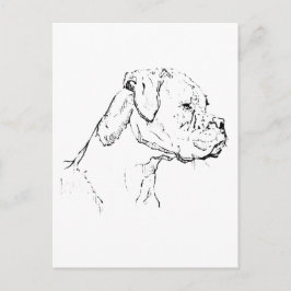 Cartão Postal Arte de Tinta de Cachorro Boxer – Desenho Minimali