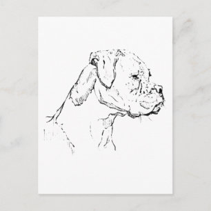 Cartão Postal Arte de Tinta de Cachorro Boxer – Desenho Minimali