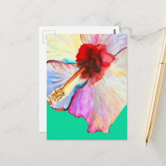 Cartão Postal Arte de tulipas de aquarela rosa