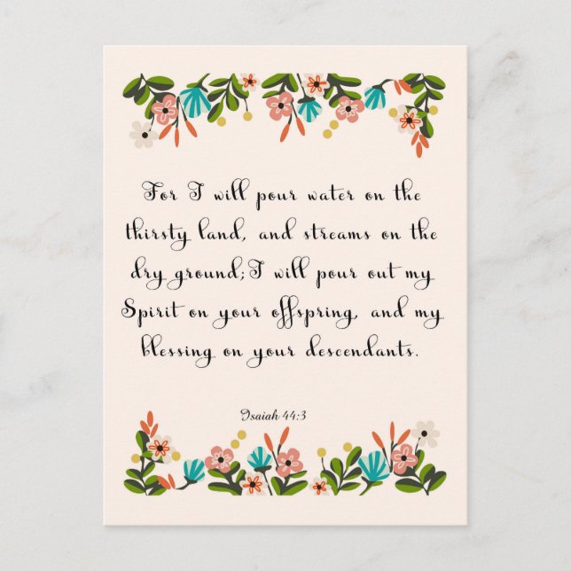 Cartão Postal Arte de Versículos Bíblicos Inspiradores - Isaías  (Frente)